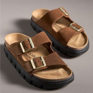 Birkenstock Chunky Arizona in Dark Tea Suede Brown Papillio Shoes EU 36 NEW